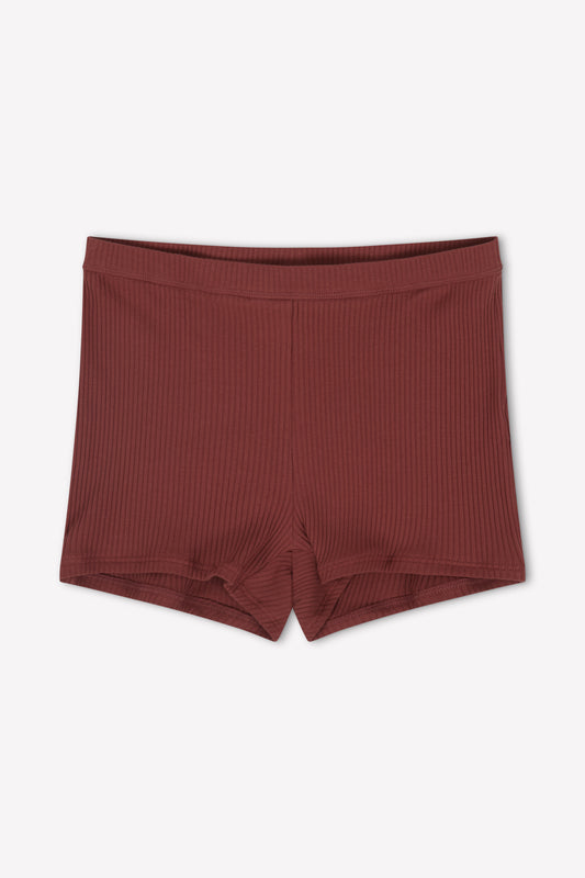 The Maggie Short in Clay by Juem on a white background.