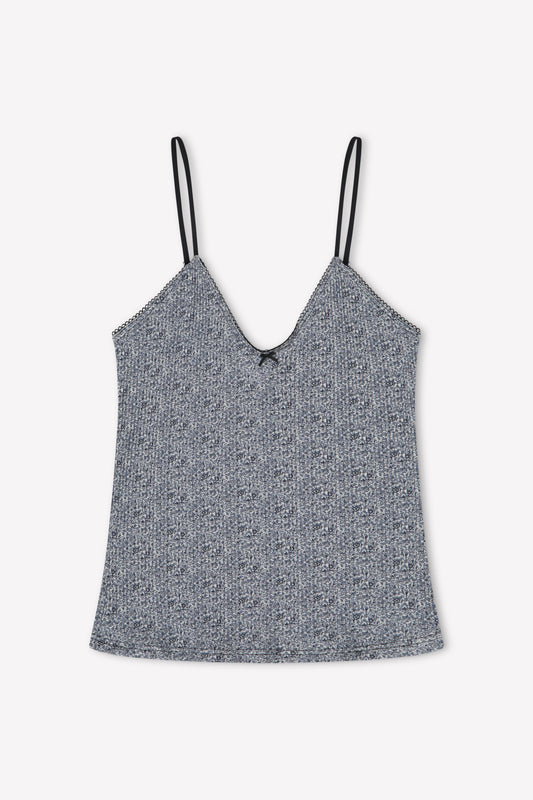 The Margot Tank in Midnight Floral by Juem on a white background.