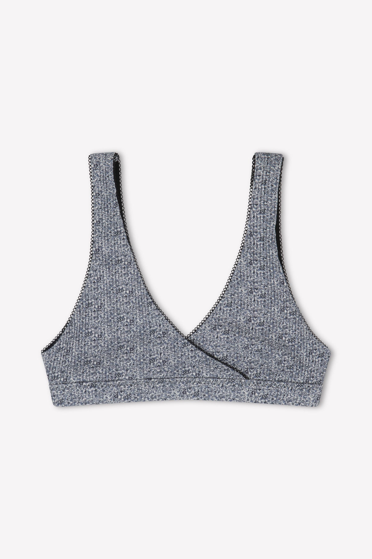 The Bernie Bra in Midnight Floral by Juem on a white background.