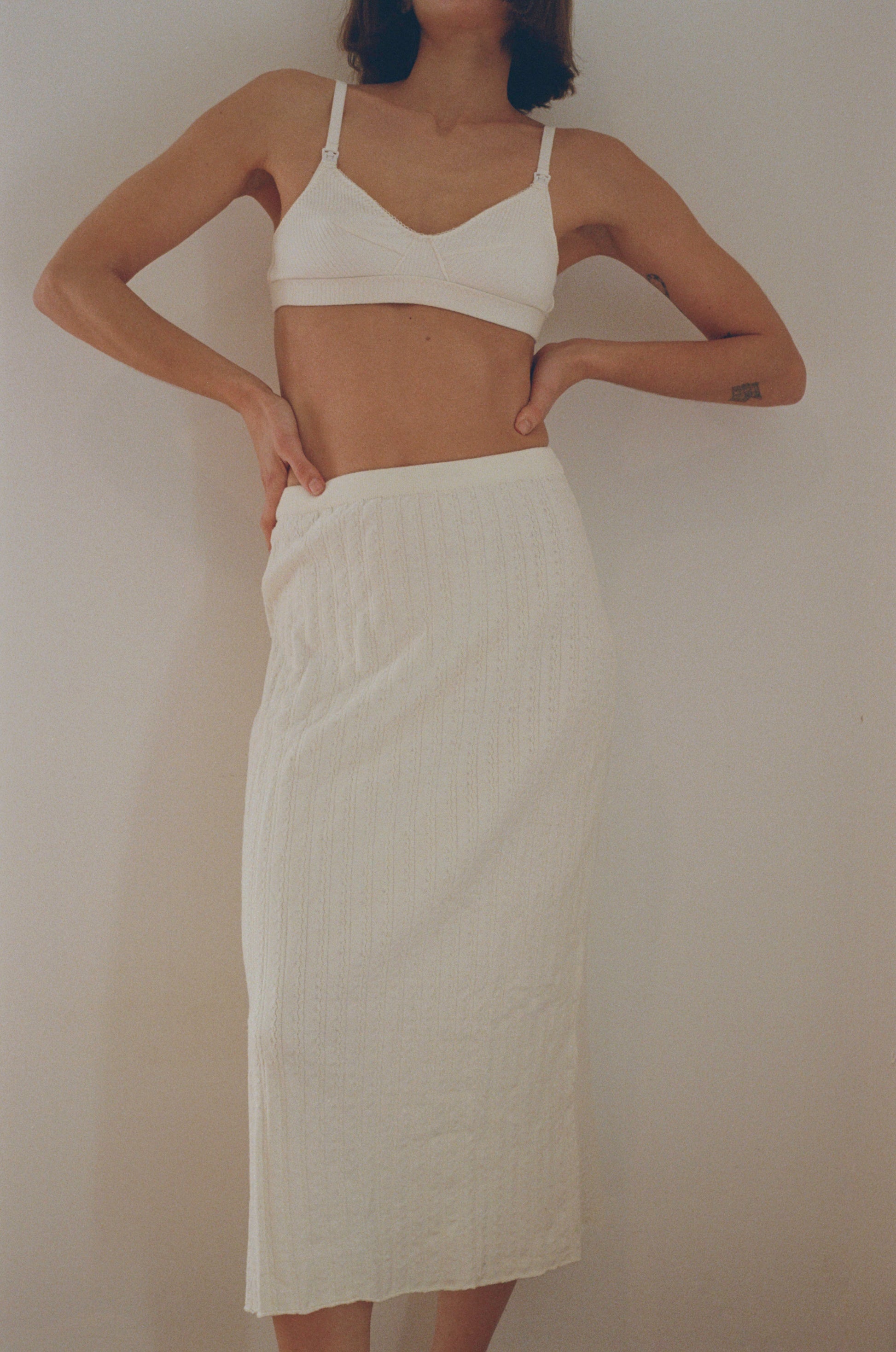 RAILS Lucie Skirt - White Linen Blend Tiered Midi Skirt With Elastic Drawstring Waist