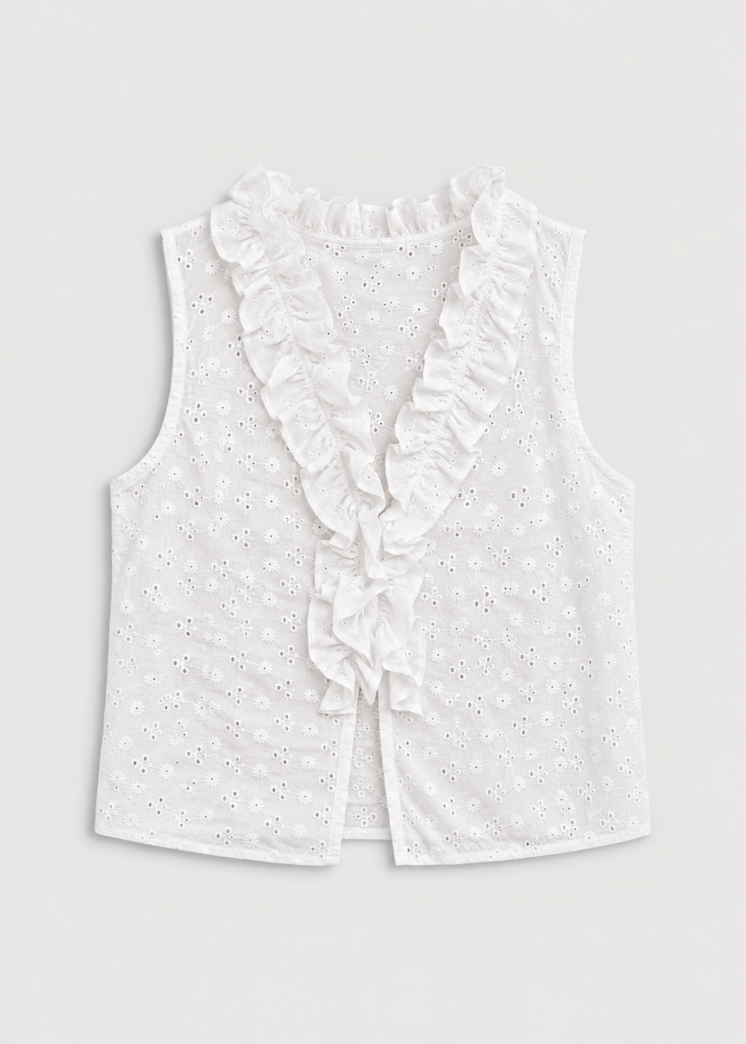 Pearl Frill Top - White