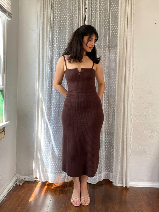 Dalia Midi Dress - Brown